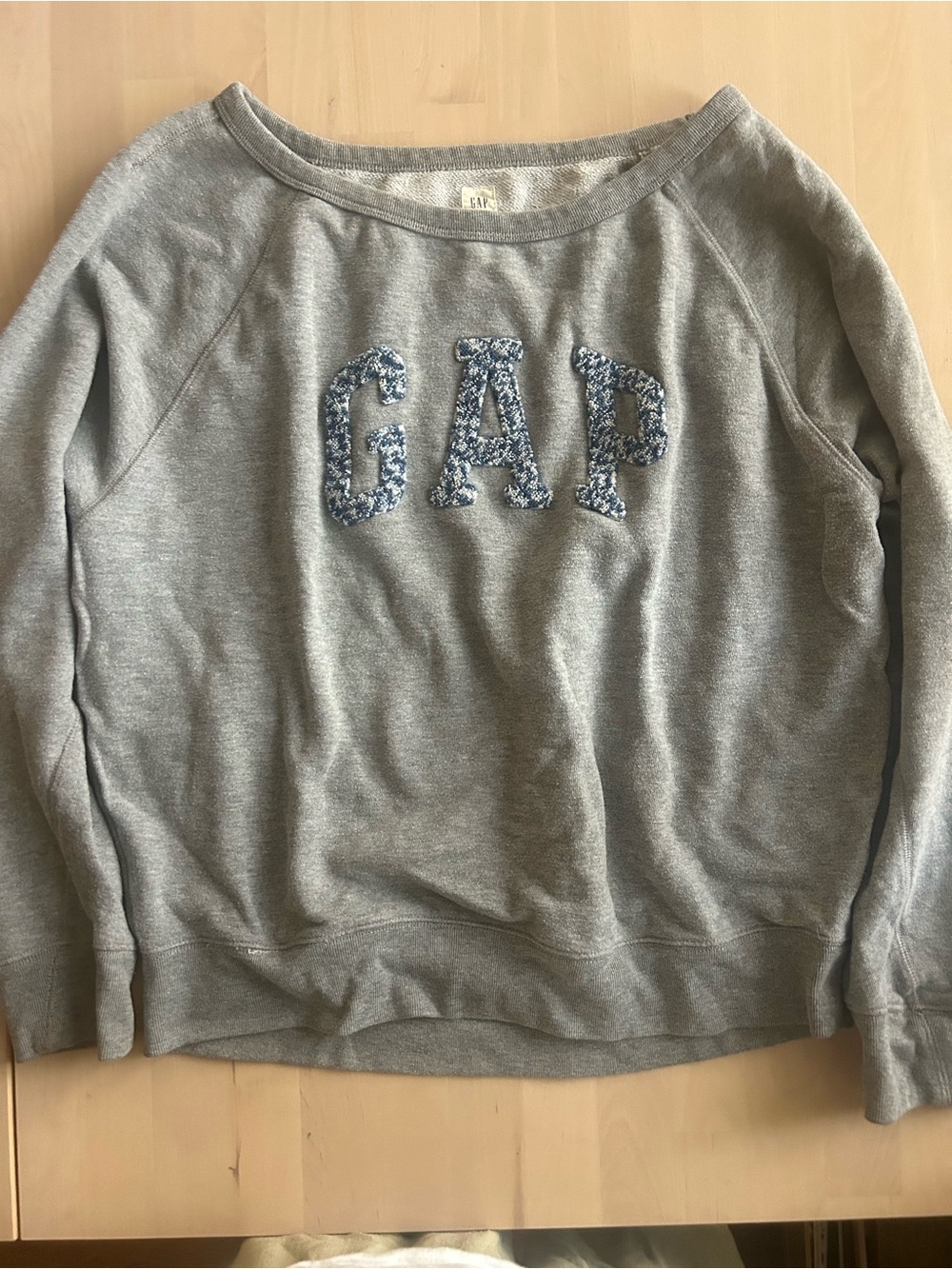 GAP Gray Crewneck Sweatshirt with Textured Logo